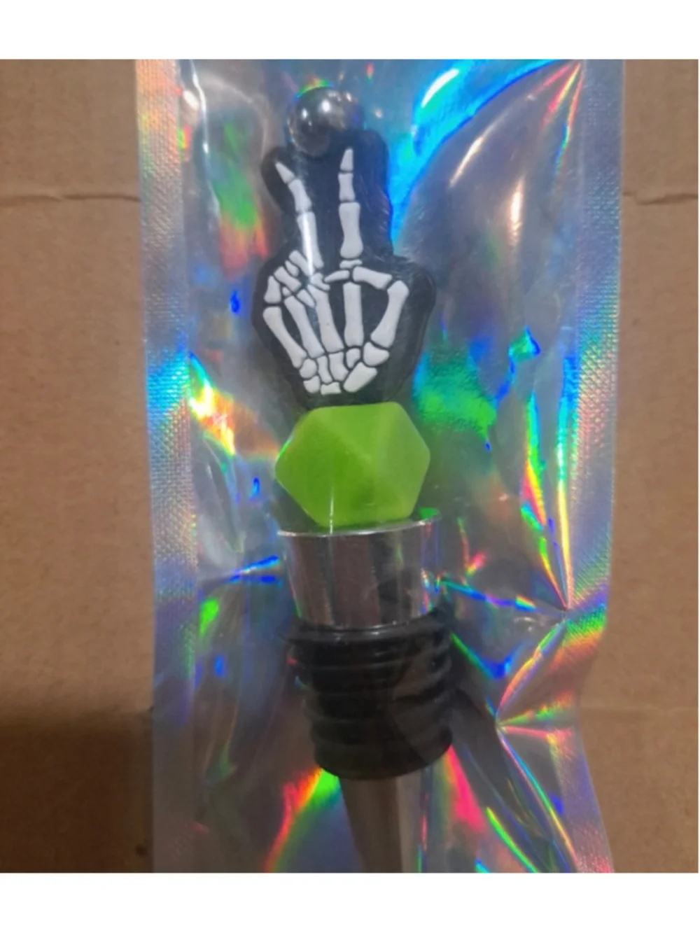 Skeleton Peace Sign Wine Bottle Stopper Gothic Novelty Gift